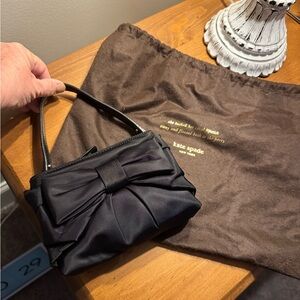 Kate Spade Black Satin Bow Clutch